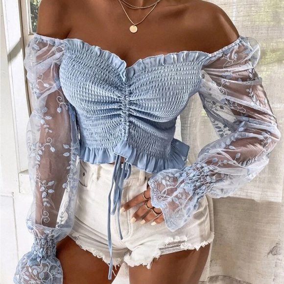 SHEIN Tops - Baby blue off the shoulder top